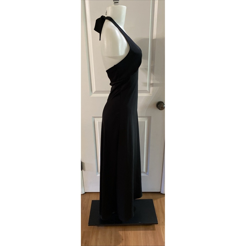 BCBG Maxazria Black Satin Halter Maxi Dress Formal Minimalist Slip Y2K Size 6 - Picture 4 of 13